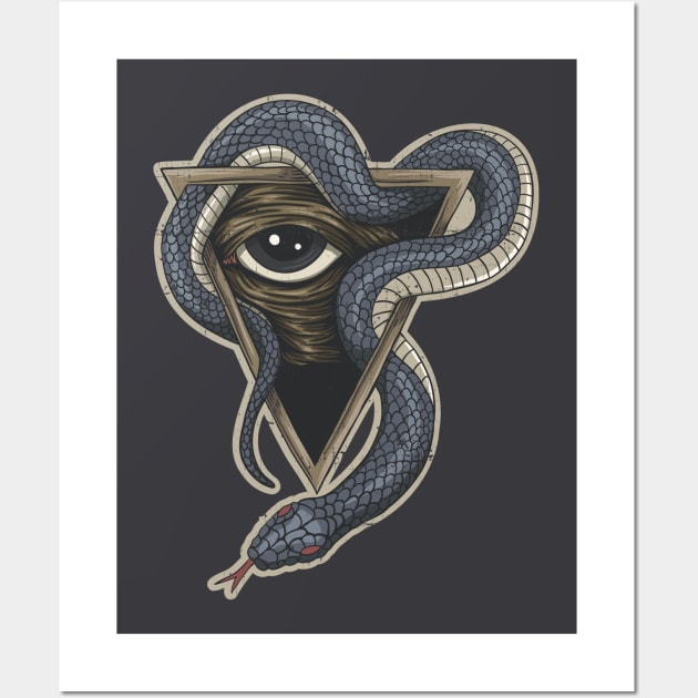 Esoteric Serpent with all seeing eye Wall Art by KennefRiggles